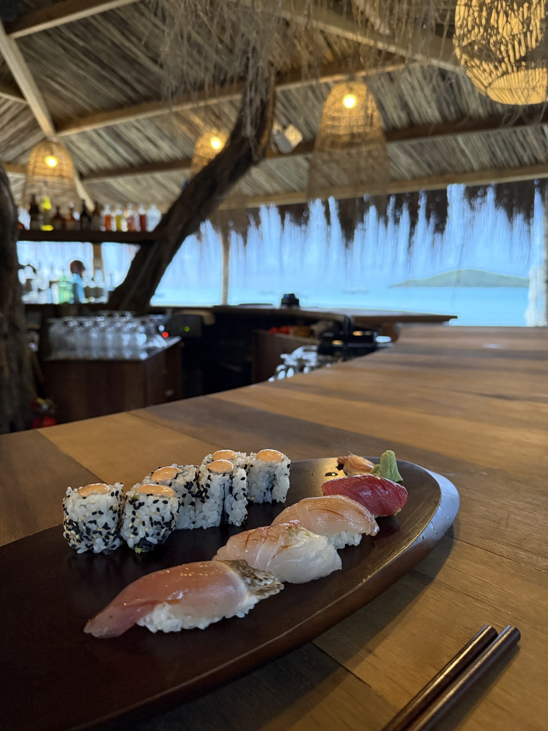 sushi on beach bar scaled