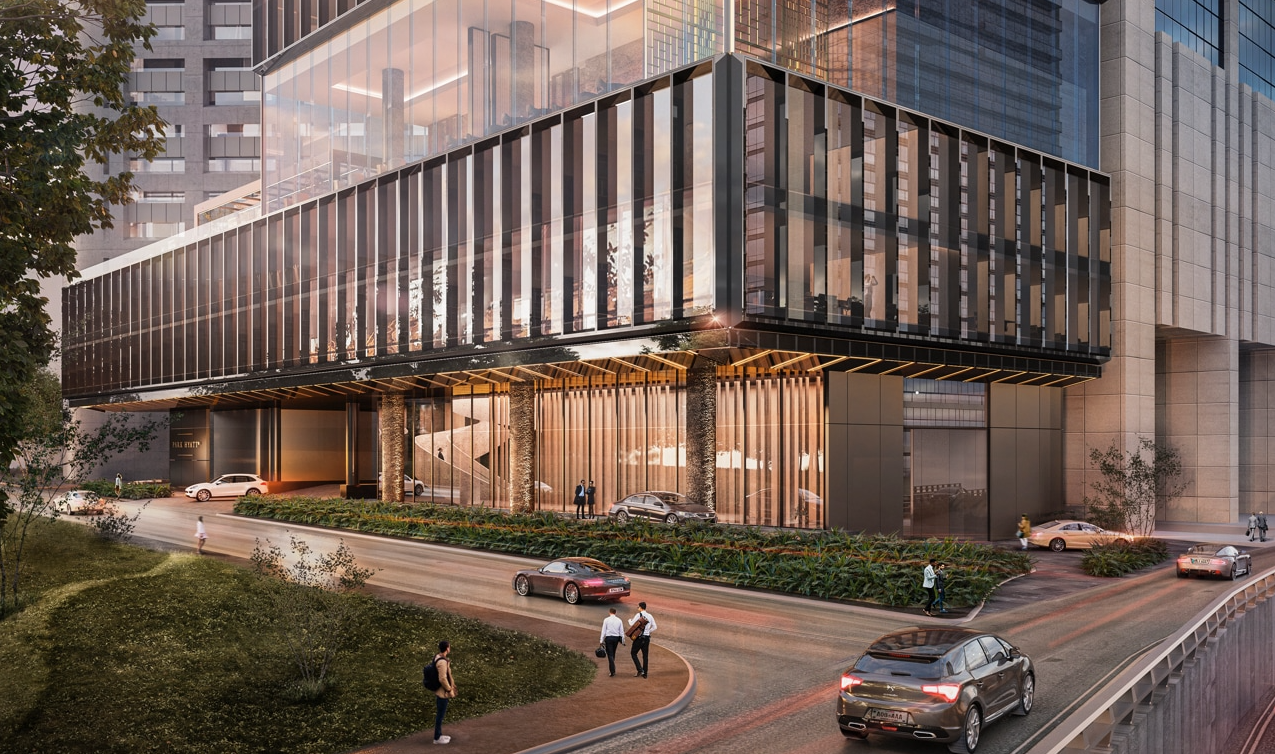 a rendering of a hotel in a city