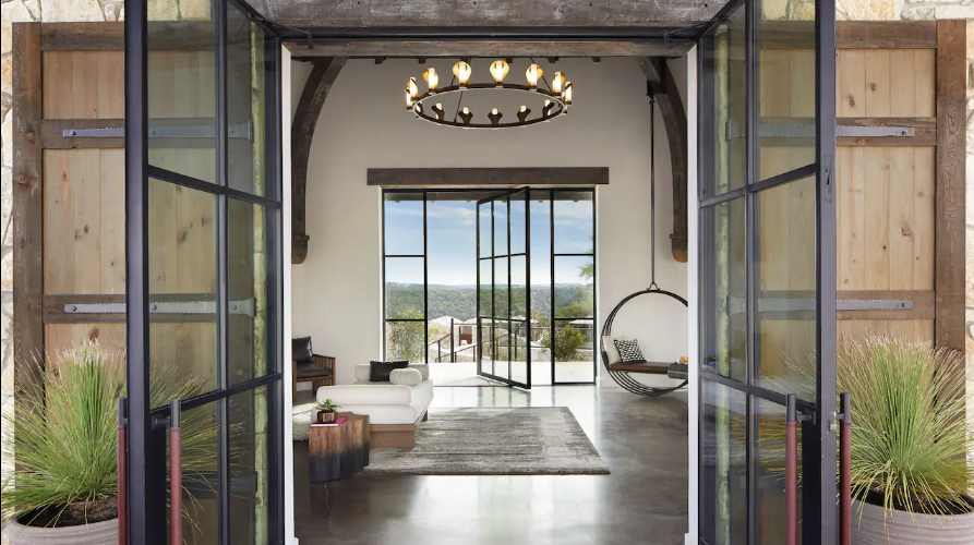Miraval Austin lobby with a view out to the property
