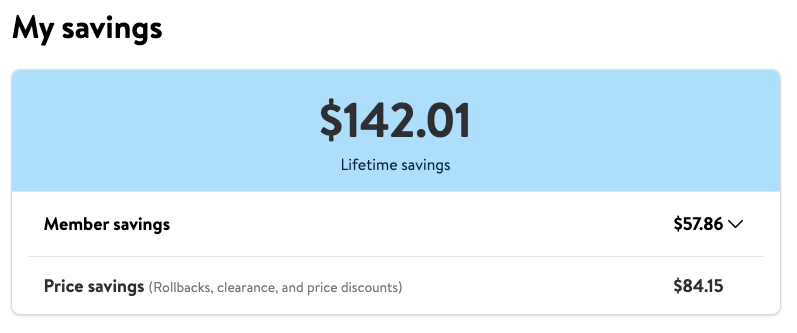 walmart plus savings of $142.01