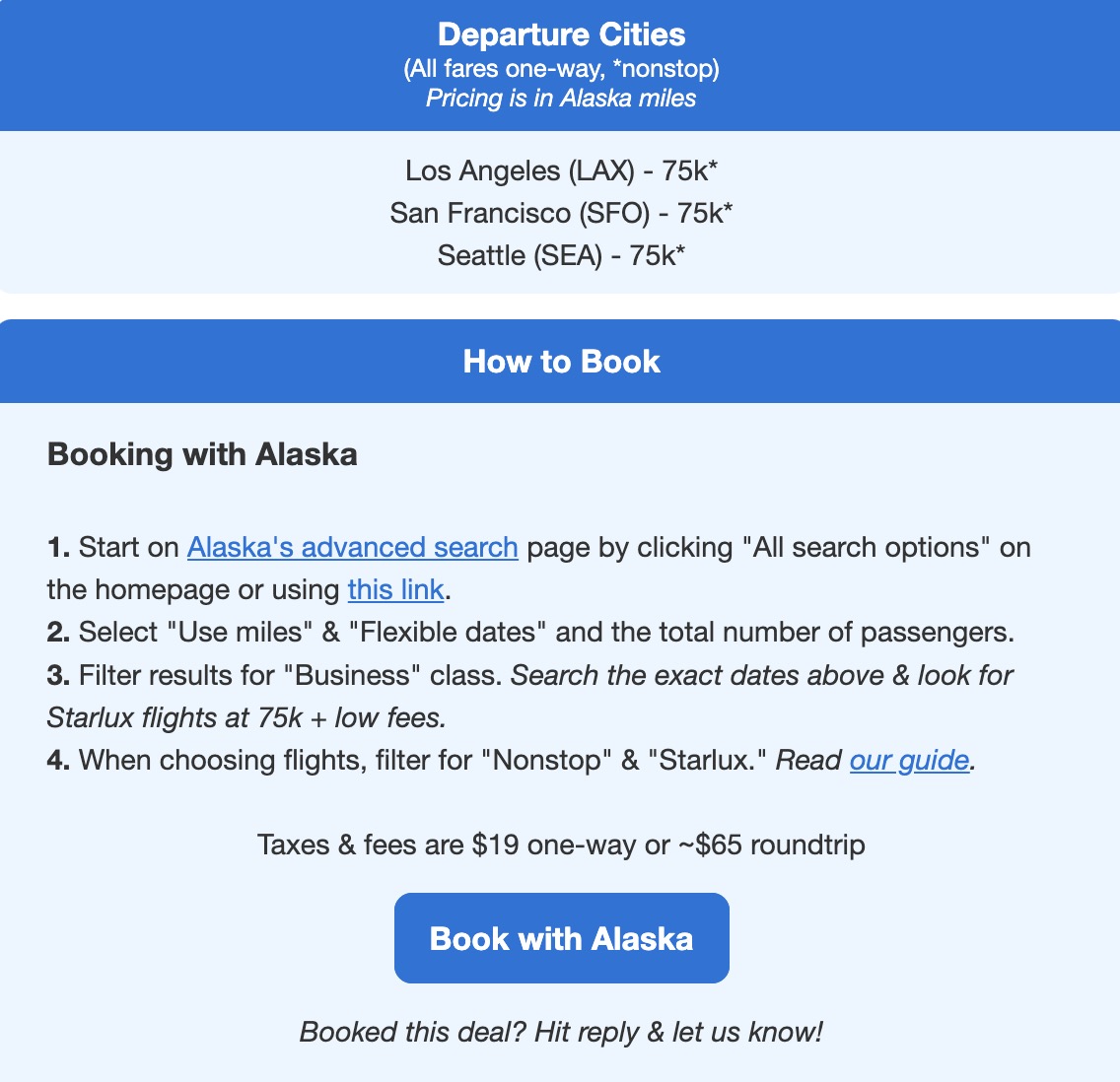 Starlux business class flight deal booking information and rates. 