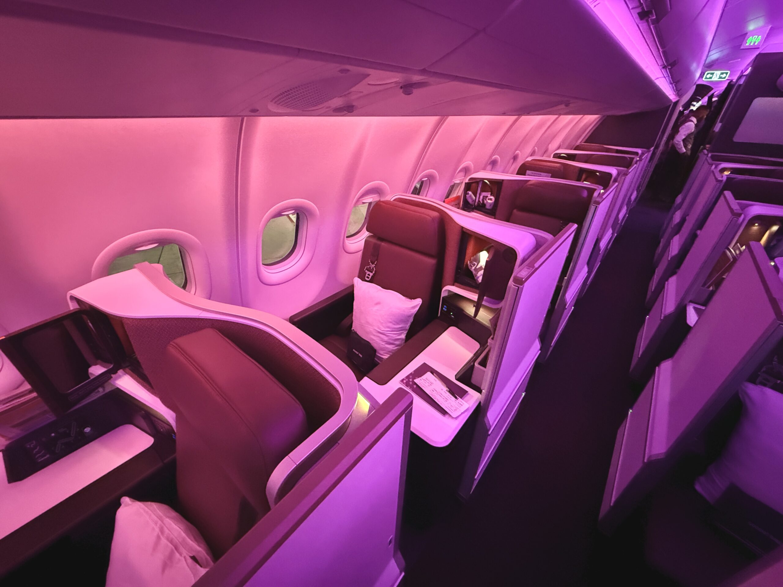 virgin atlantic business class seats along the window