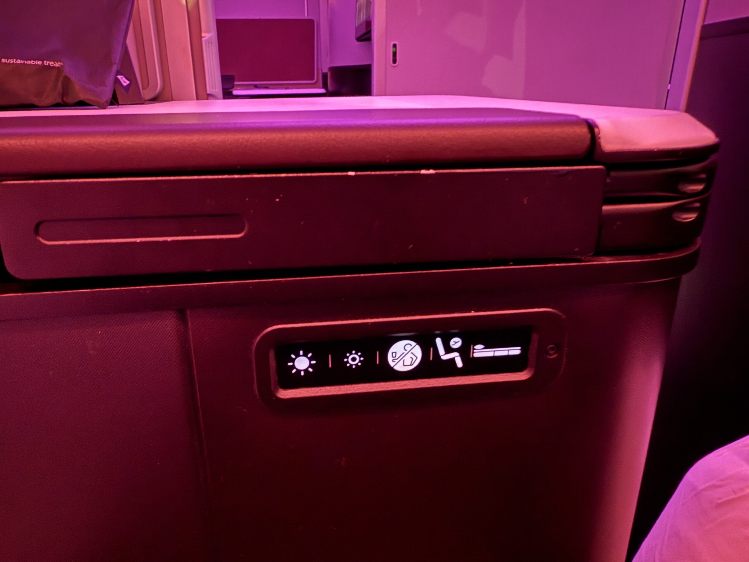 seat controls on plane suite