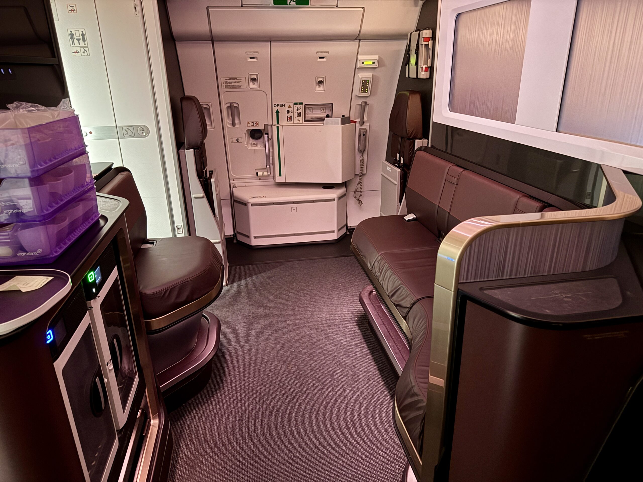 shared lounge space in the galley of a plane