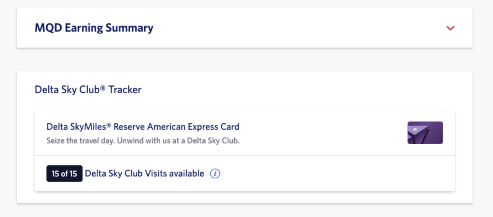 Delta Reserve Sky Club tracker on Delta.com. 